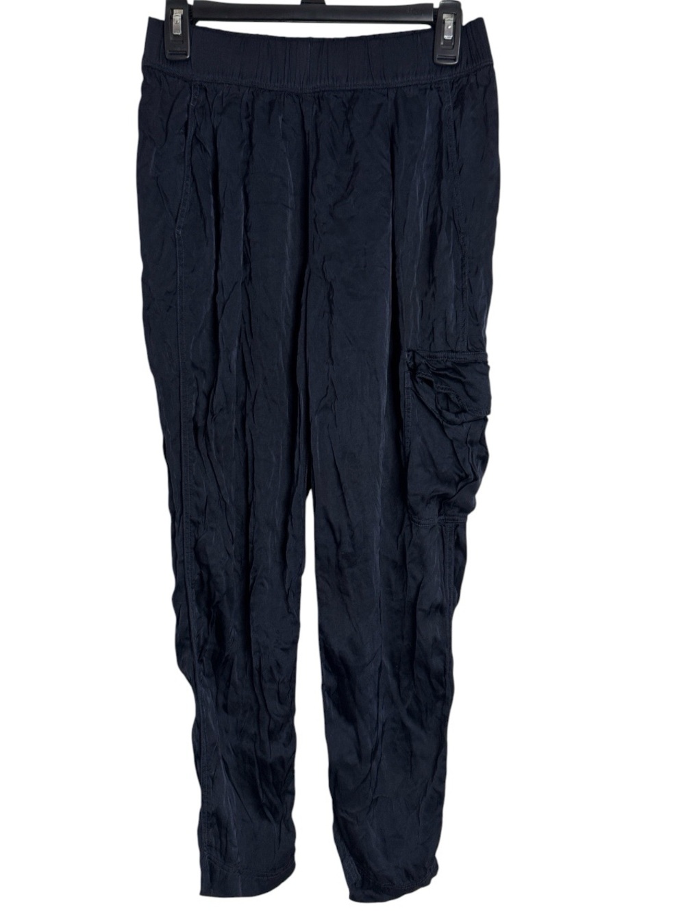 Raquel Allegra Rayon Hi-Rise Pull-on Black Track/Jogger Pants cargo pocket sz 0